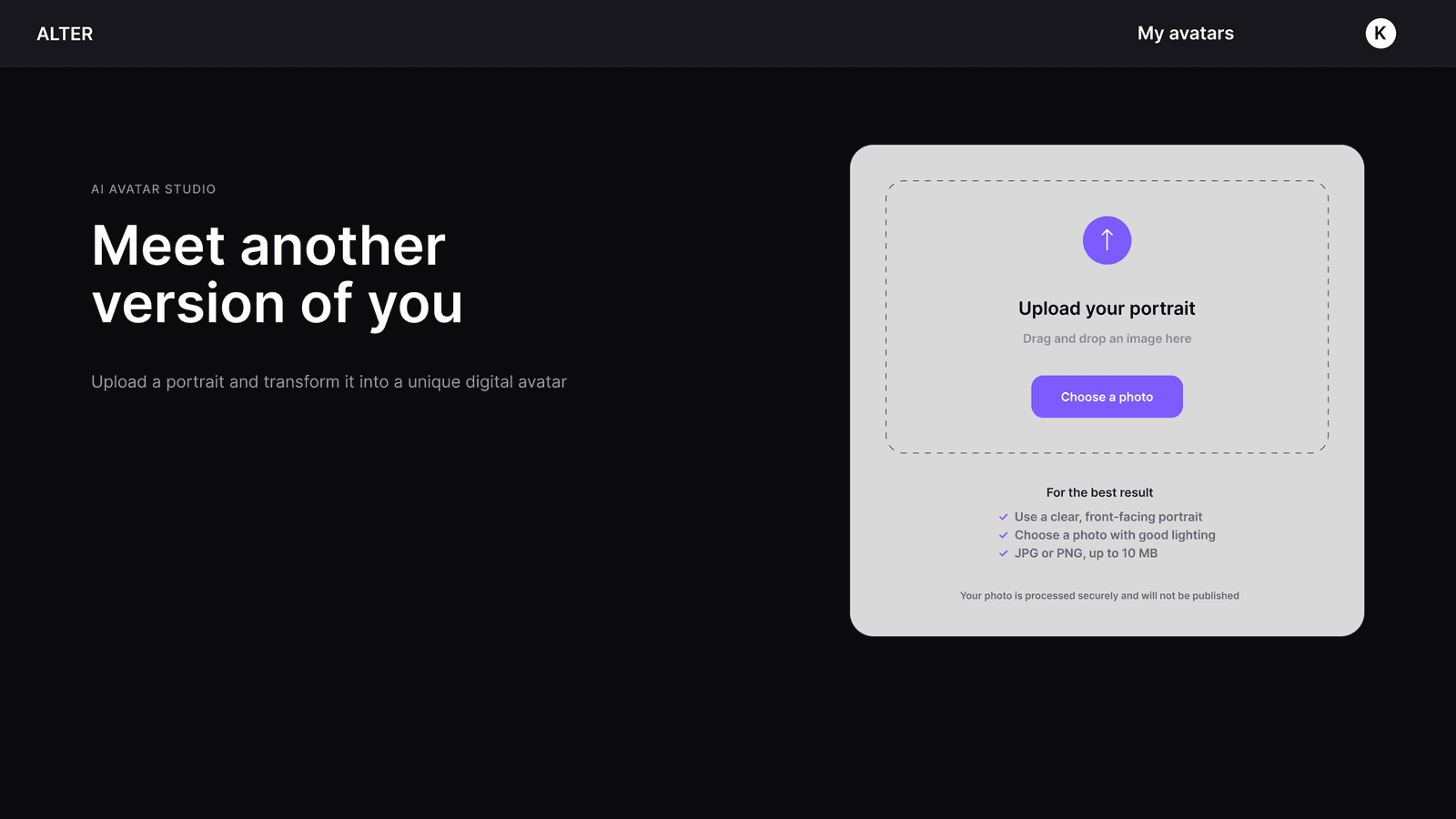 01 Upload — desktop-интерфейс ALTER