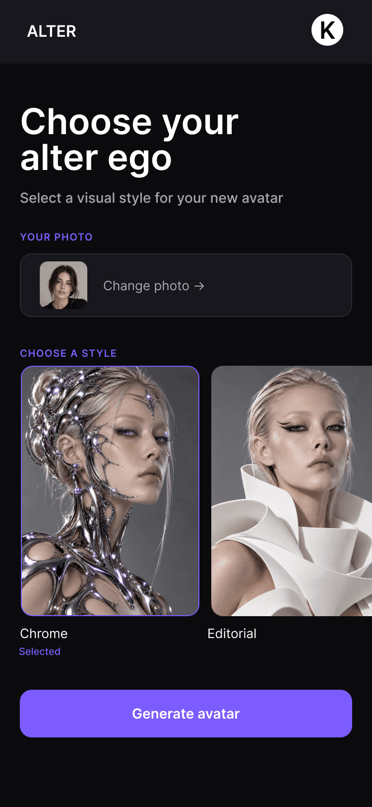 02 Choose Style — мобильный интерфейс ALTER